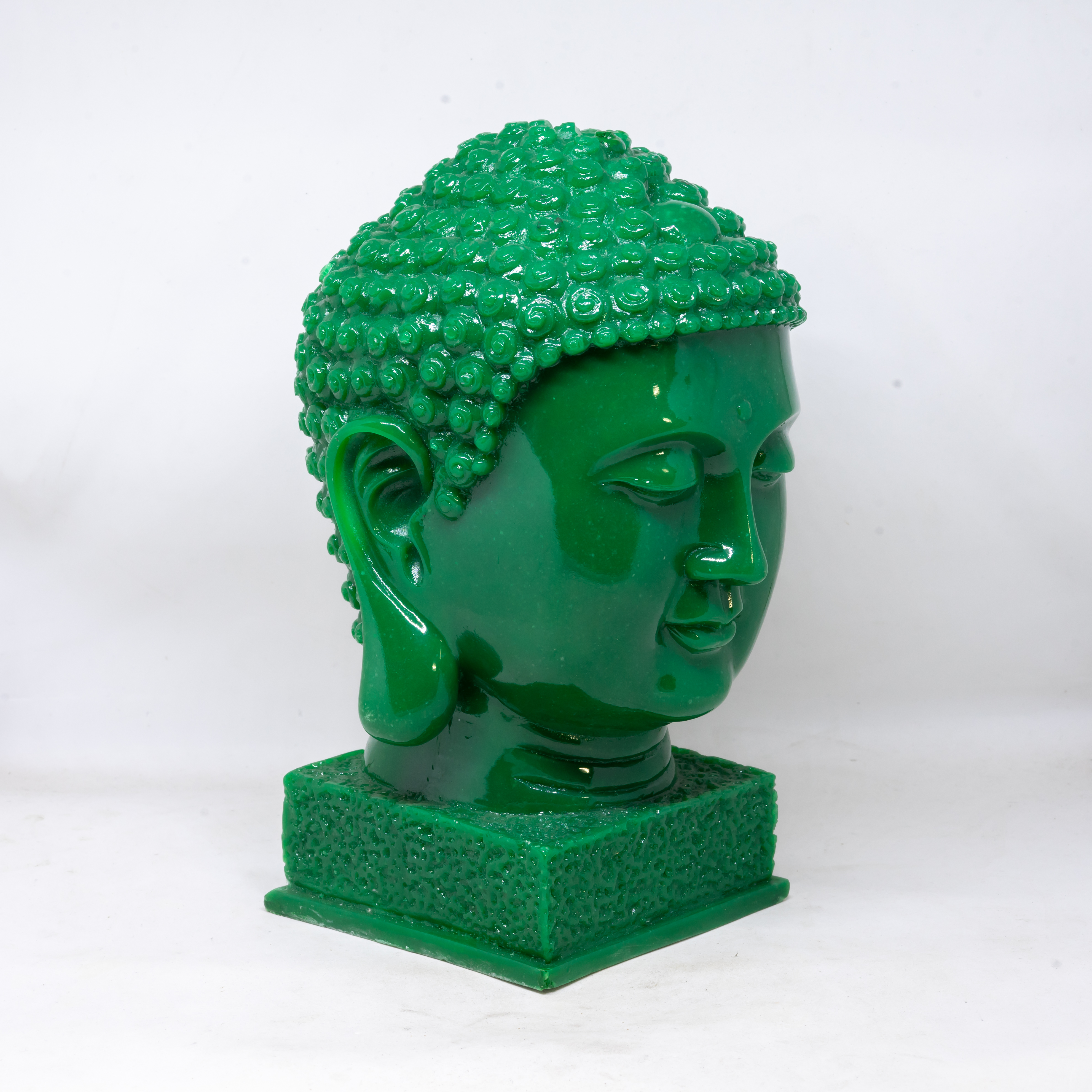 Tượng đầu Phật Tổ Như Lai màu xanh cao 23cm