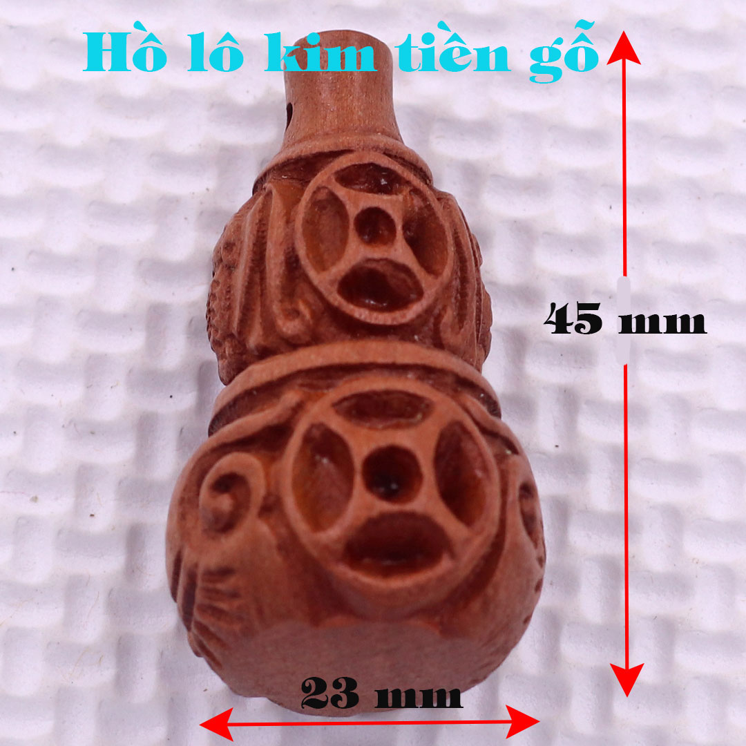 Mặt dây chuyền hồ lô kim tiền gỗ đào kèm vòng cổ dây dù, vòng cổ dây chuyền