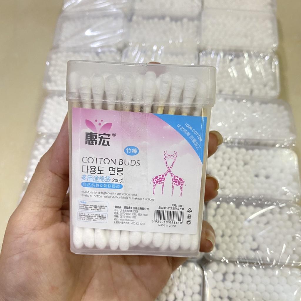 Hộp tăm bông 100 que thân gỗ - K17