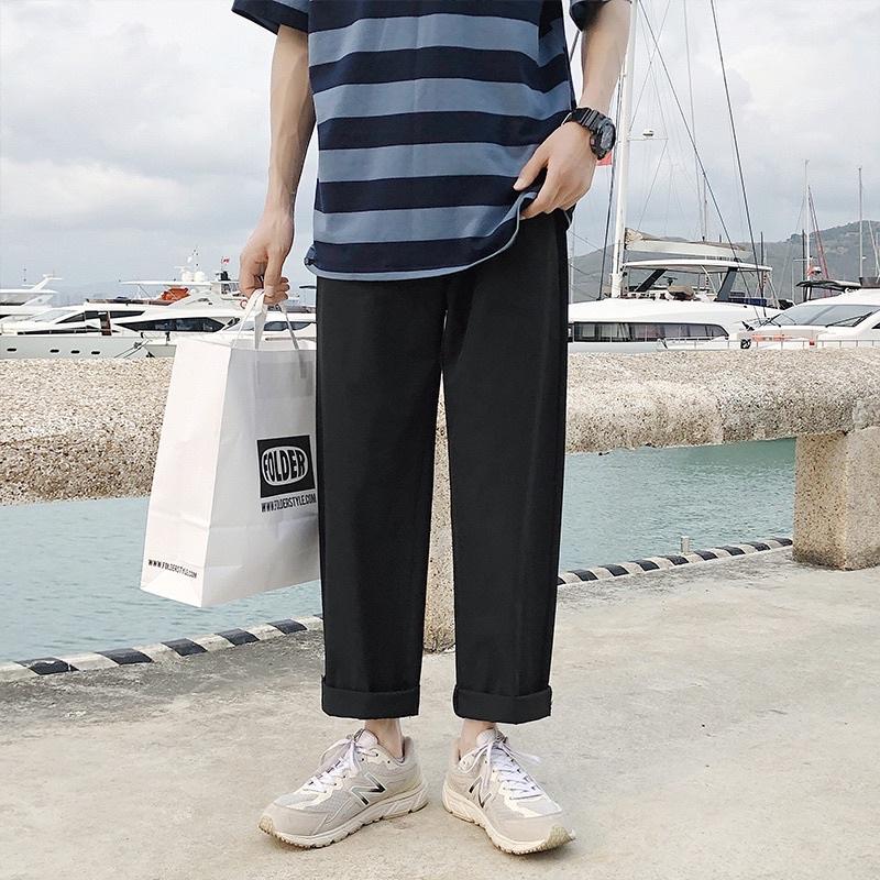 Quần Kaki Ống Rộng Lưng Thun Cạp Chun Dáng Suông Kaki Nam Nữ Ulzzang