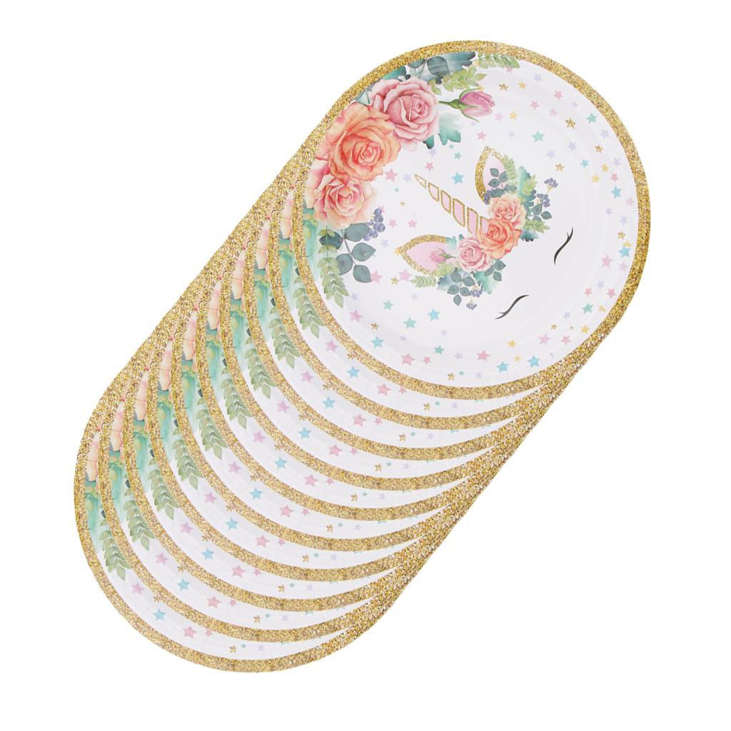 20 Pieces Magical Unicorn Paper Plate Cake Tray Birthday Party Tableware