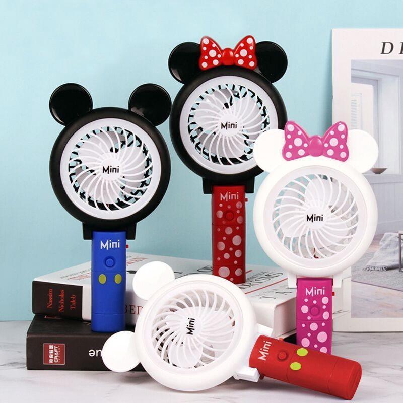 Quạt Mini Cầm Tay SIÊU MÁT Quạt Tích Điện Cầm Tay Mickey 3 tốc độ gió