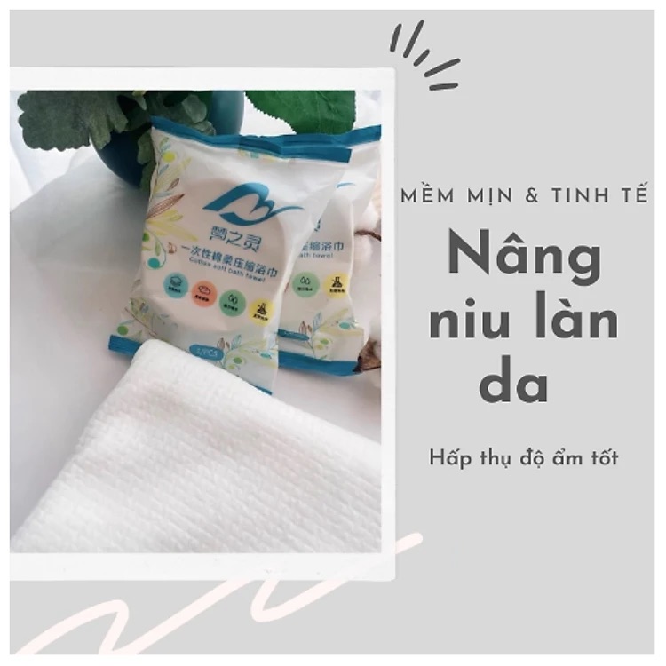 Combo 5 Khăn Tắm Nén Bằng Cotton Tiện Lợi Dùng Một Lần 70*140 cm - Khăn Nén Du Lịch - Khăn Nén Spa