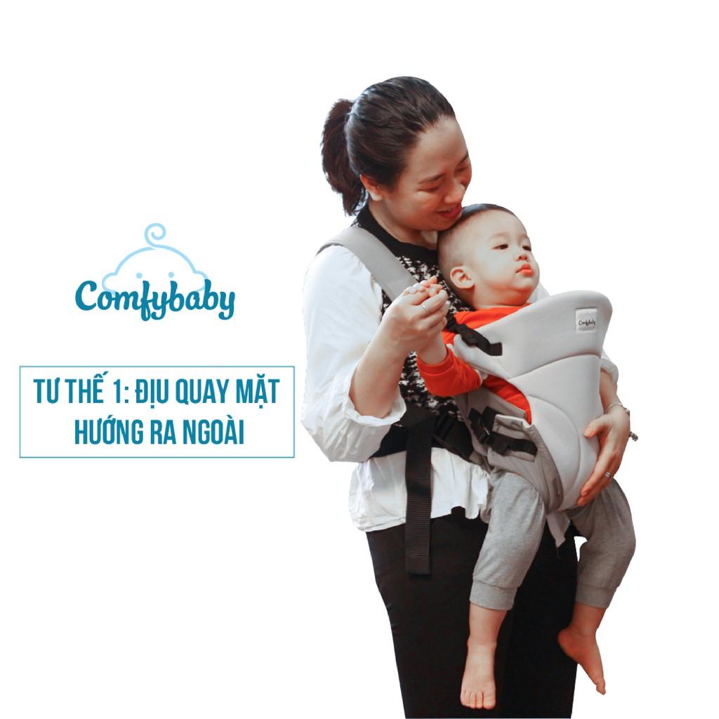 Địu em bé 3 tư thế có đỡ cổ sơ sinh - THOÁNG KHÍ-CHỐNG GÙ cho bé ComfyBaby CF-BK010 siêu gọn nhẹ - bảo hành 12 tháng