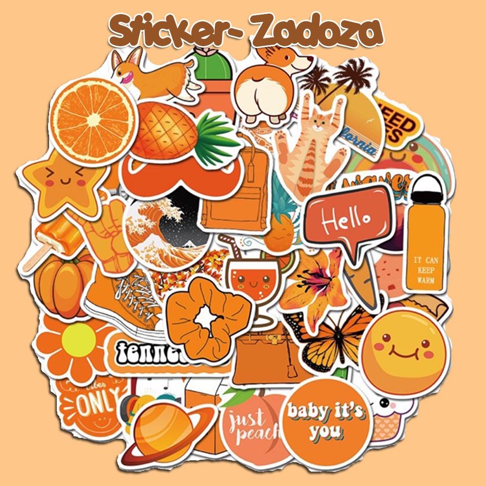 Sticker Orange tones màu cam trang trí mũ bảo hiểm, đàn, guitar, ukulele, điện thoại laptop