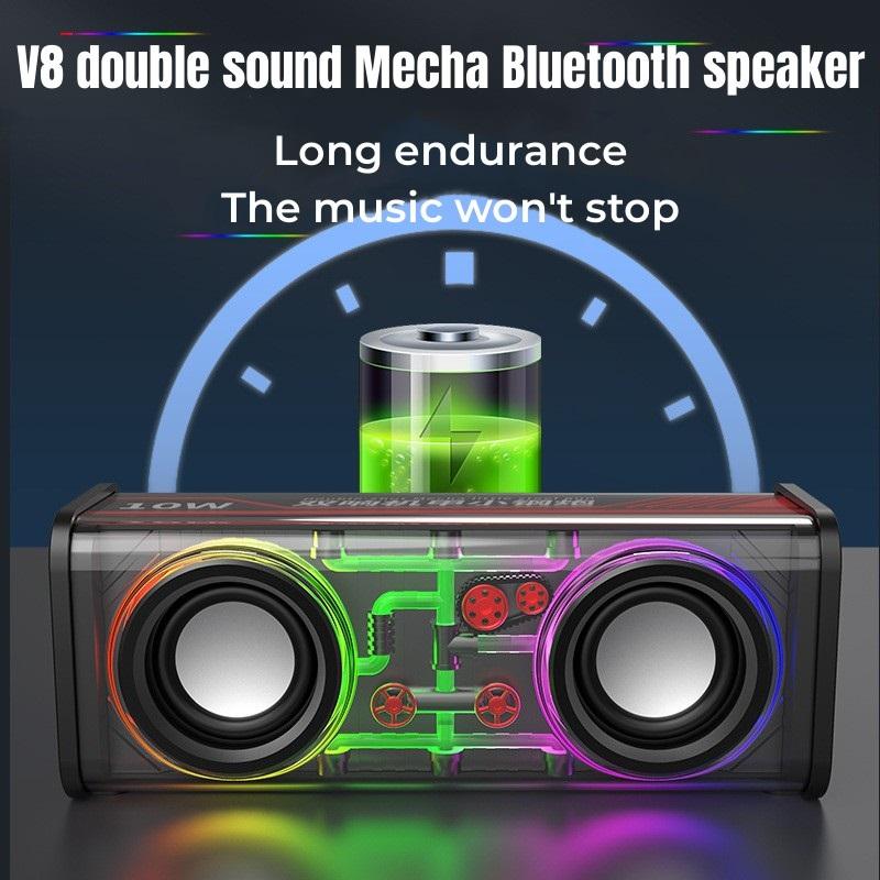 Loa Bluetooth không dây Mecha trong suốt Âm thanh Ánh sáng Rhythm Loa siêu trầm TWS Stereo Máy nghe nhạc Cyberpunk Hộp âm thanh Super Bass Màu sắc: Trắng