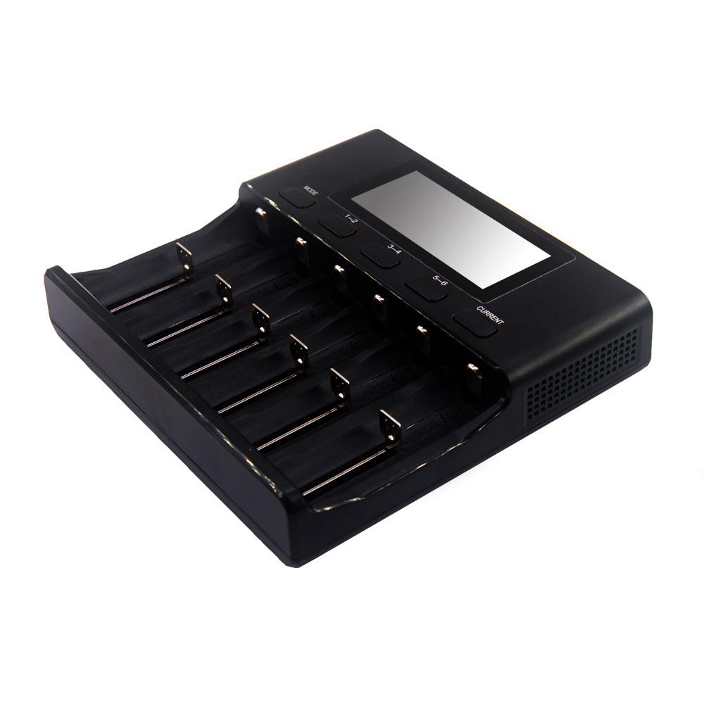 Bộ sạc pin LiitoKala Lii-S6 6 khe cắm 4 dòng điện Tự động phát hiện phân cực cho 18650 26650 21700 32650 Pin AA AAA - Phích cắm của Hoa Kỳ