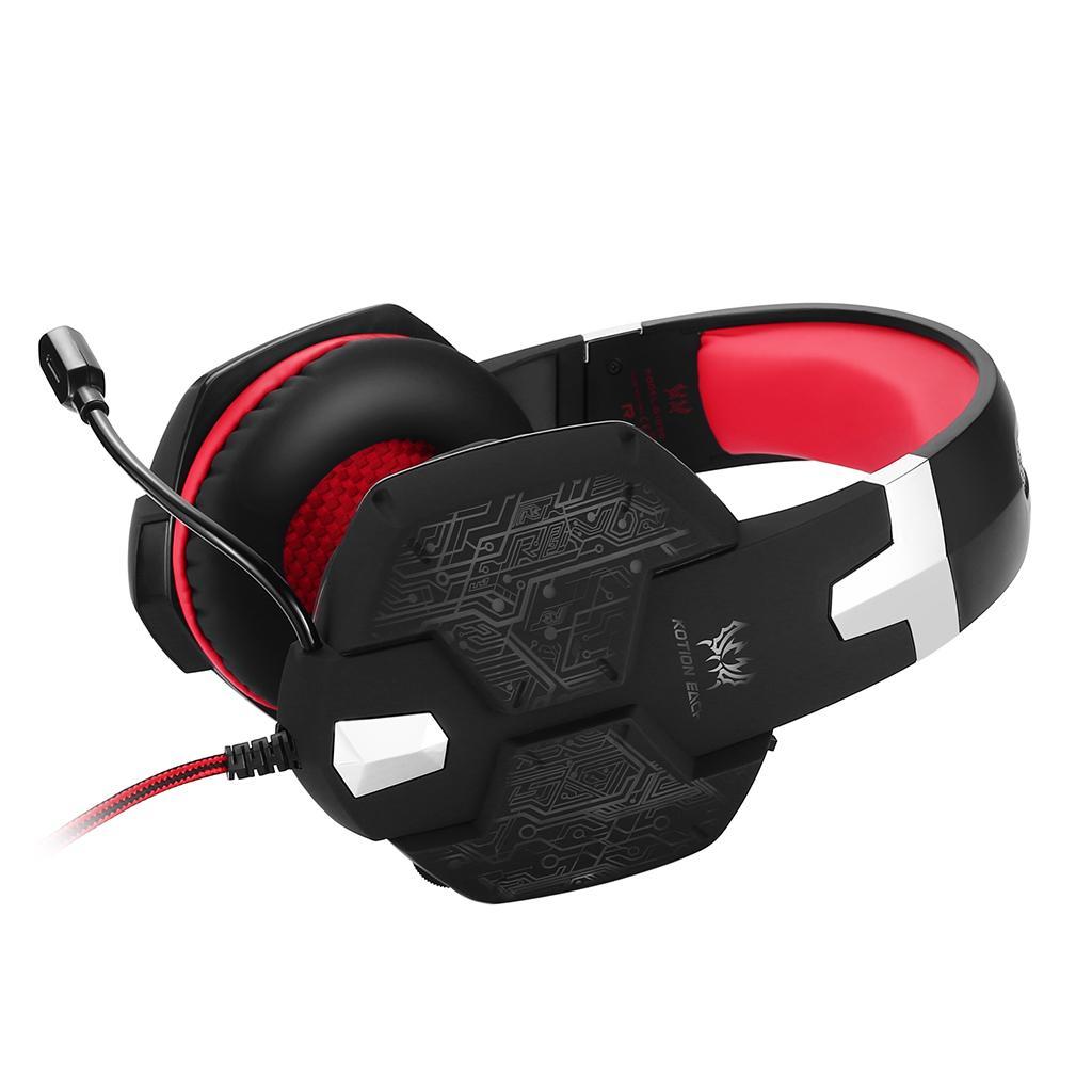 3.5mm PC Bass Stereo Headphones LED Light Gaming Headset Black and Red