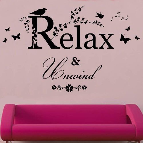Decal dán tường chữ relax and unwind truyền năng lượng tích cực