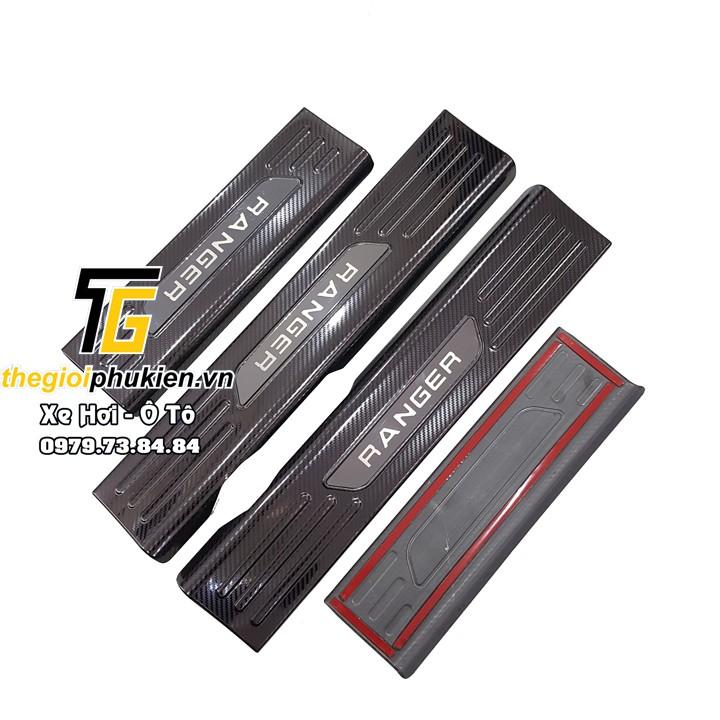 Bộ Ốp bậc cửa, Nẹp bước chân dành cho Ford Ranger vân Carbon
