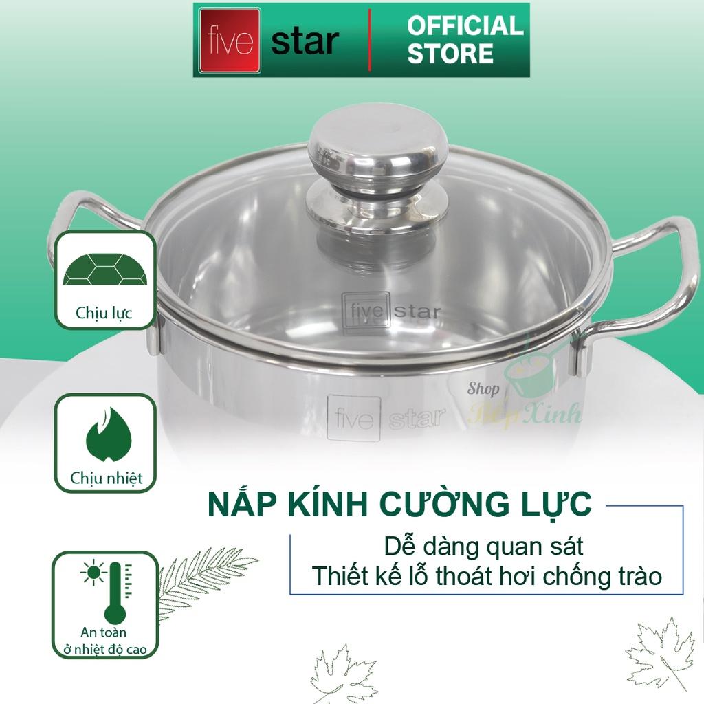 Nồi và chảo chống dính 3 đáy từ inox 430 FiveStar Standard nắp kính (16cm/20cm/24cm ) , dùng được mọi bếp