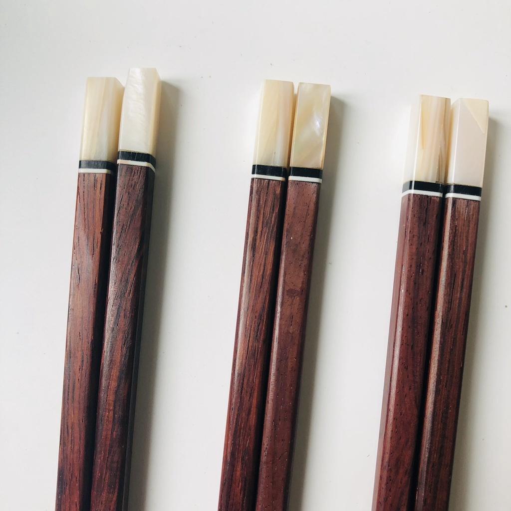 Đũa Gỗ Trắc Đỏ 25cm Cán Khảm Trai Trắng,Đũa Phong Cách Nhật Bản, Phụ Kiện Nhà Bếp, Chụp Ảnh Decor