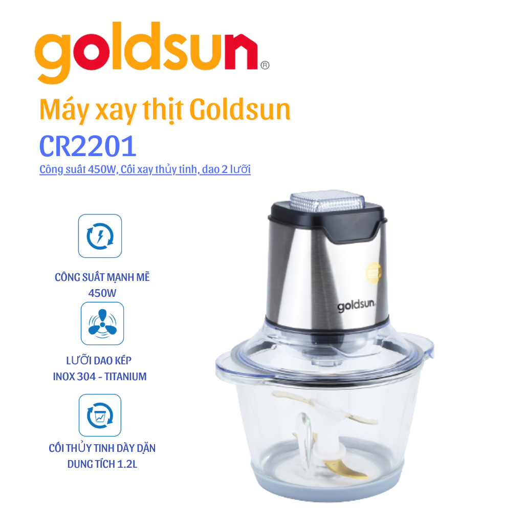 Máy Xay Thịt 2 Lưỡi Dao Kép Goldsun CR2201 - Chính Hãng