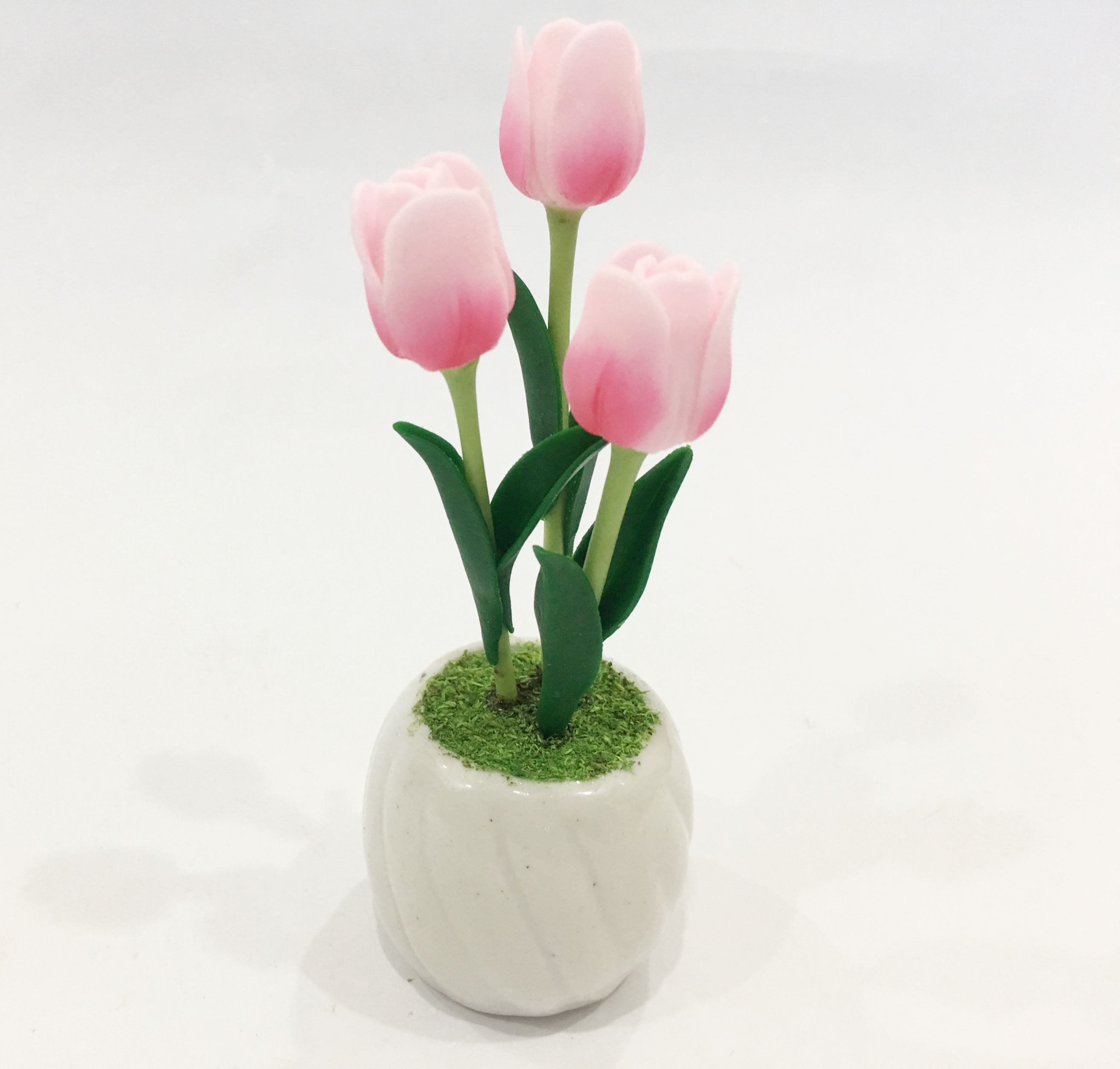 Chậu hoa đất sét mini - Cây tulip / Uất kim hương (phát màu ngẫu nhiên) - Quà tặng trang trí handmade