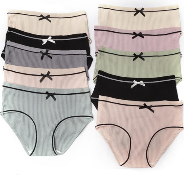 Bộ 10 Quần Lót Cotton Kẻ Tăm Thời Trang Cao Cấp