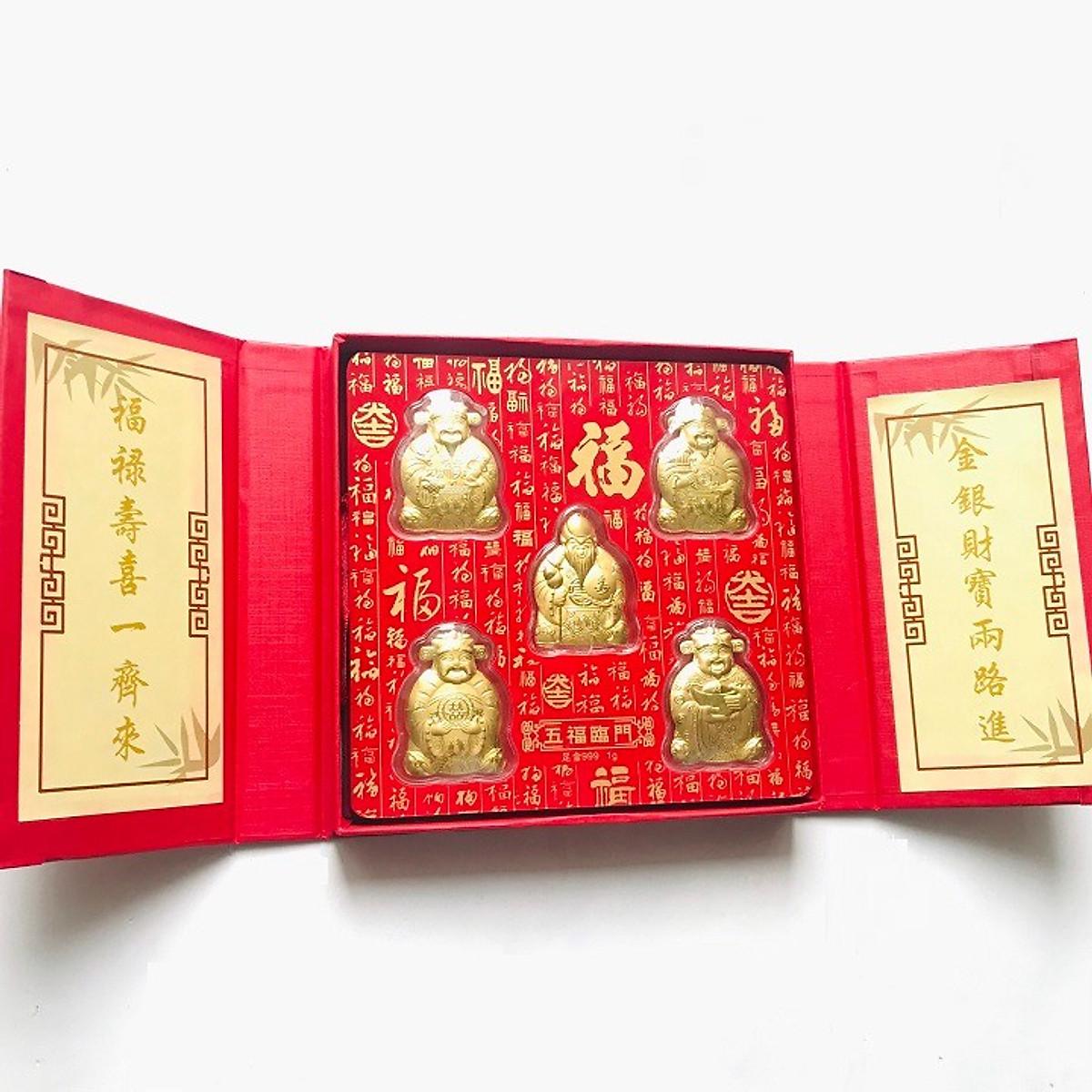 Bộ Ngũ Phúc - Phúc Lộc Thọ Tài Hỷ, vật phẩm phong thủy trưng bày, quà biếu tặng lì xì dịp Lễ Tết đầy ý nghĩa - ECOINS