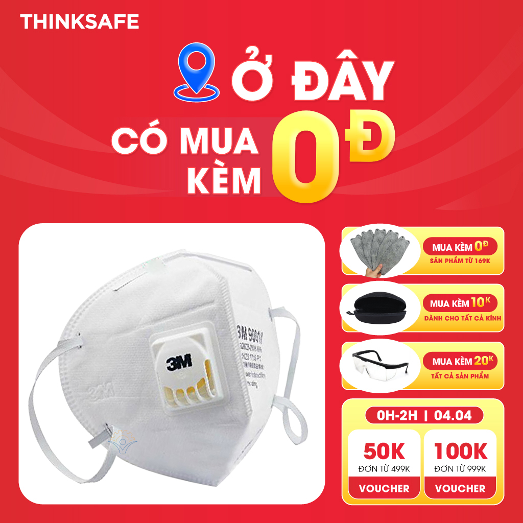 KHẨU TRANG Y TẾ 3M 9001V CÓ VAN, LỌC BỤI MỊN PM2.5