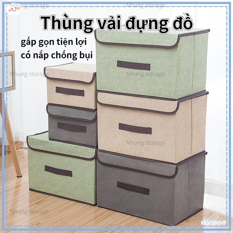 Combo Hộp Đựng Quần Áo Một To Một Nhỏ Thùng Vải Đựng Đồ Có Nắp Đa Năng Để Đồ Cá Nhân Gấp Gọn Tiện Lợi