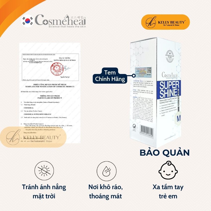 Xịt Dưỡng Ẩm Căng Bóng Da Cosmeheal SuperShine Miracle - Cấp Ẩm, Se Nhỏ Lỗ Chân Lông; Mịn Da | Kelly Beauty