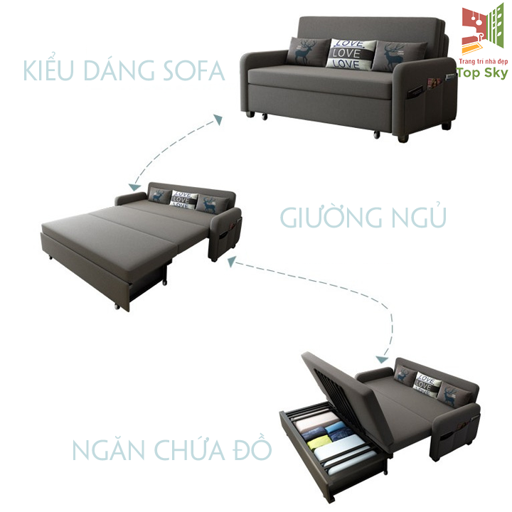 Giường Sofa Đa Năng , Giường Sofa Beat Gấp Gọn Thành Ghế, Giường Sofa Hoàn Toàn Bằng Khung Thép Chịu Lực Có Ngăn Chứa Đồ Cao Cấp