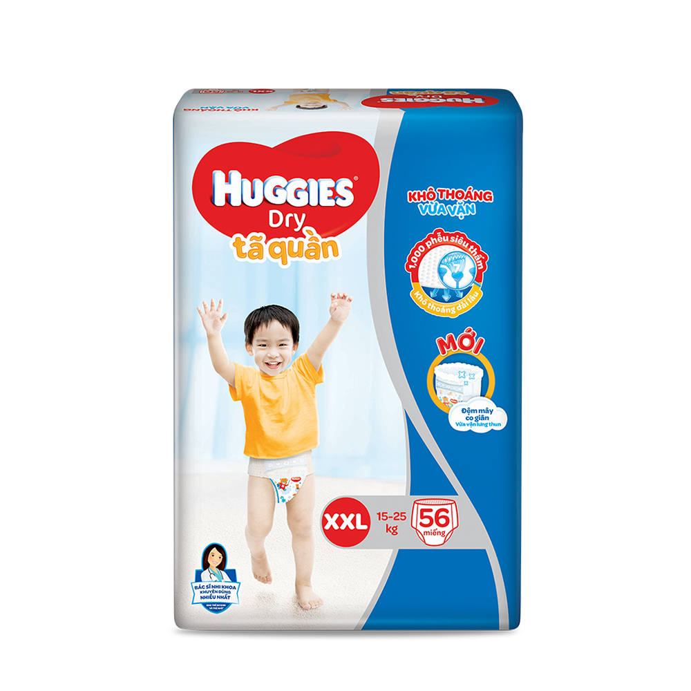 Tã quần Huggies Super Jumbo M74 - L68 - XL62 - XXL56 [Tặng khăn ướt 64 tờ]