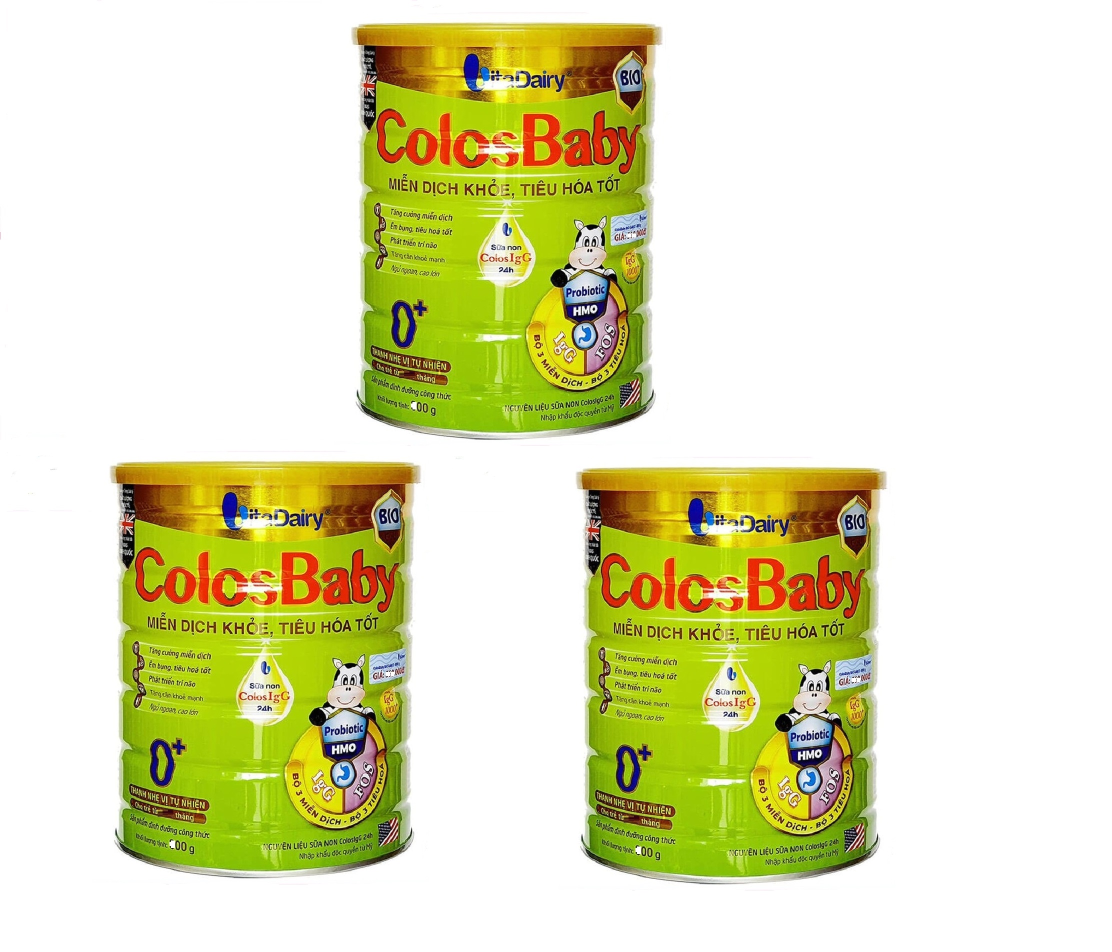 Combo 3 lon Sữa Bột Vitadairy COLOSBABY BIO GOLD 0+ lon 800g