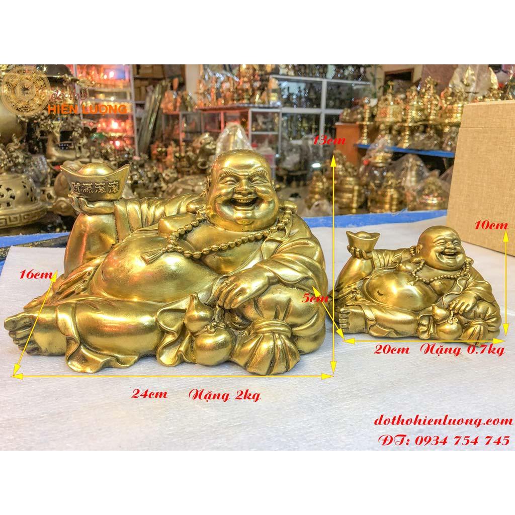 Tượng Di Lặc Nằm Ngả Cầm Thỏi Vàng Cỡ Trung