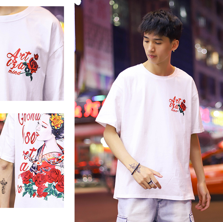 Áo thun in hình Geisha Nhật thời trang Unisex
