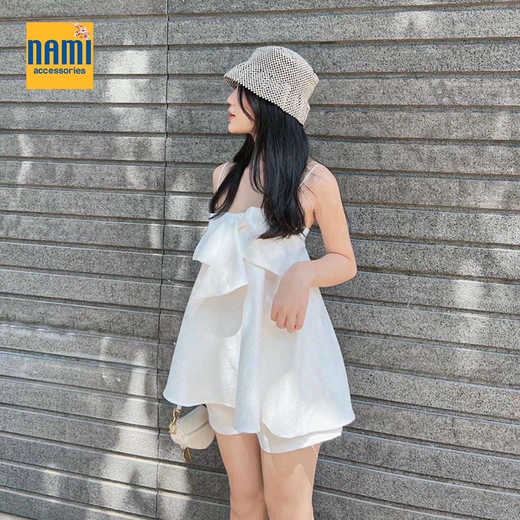 Set Áo Hai Dây Xếp Nơ Ngực Xoè Phồng Kèm Quần Short Siêu Dễ Thương Đáng Yêu - ATNU037
