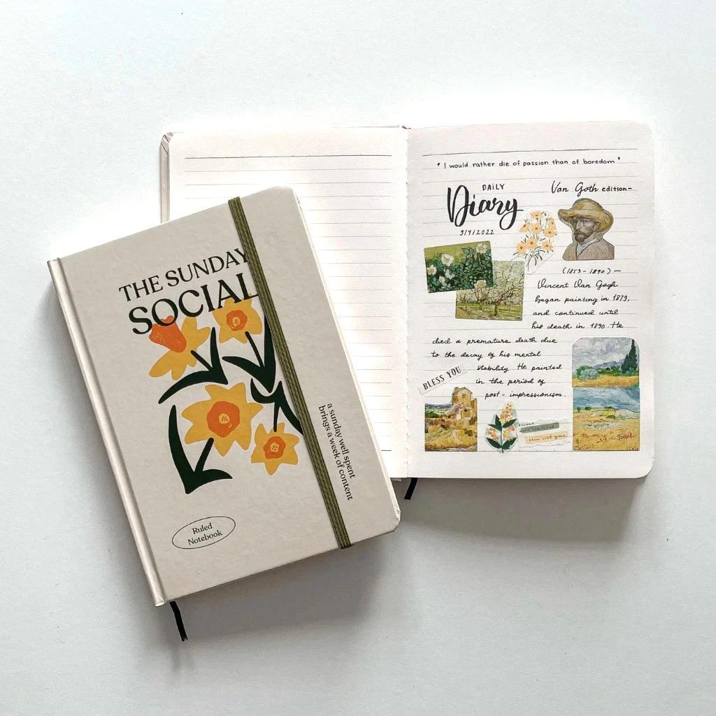 Sổ kẻ ngang - Sổ Crabit - Sổ ghi chép A5, 130gsm, The Sunday Social, Hoa Be