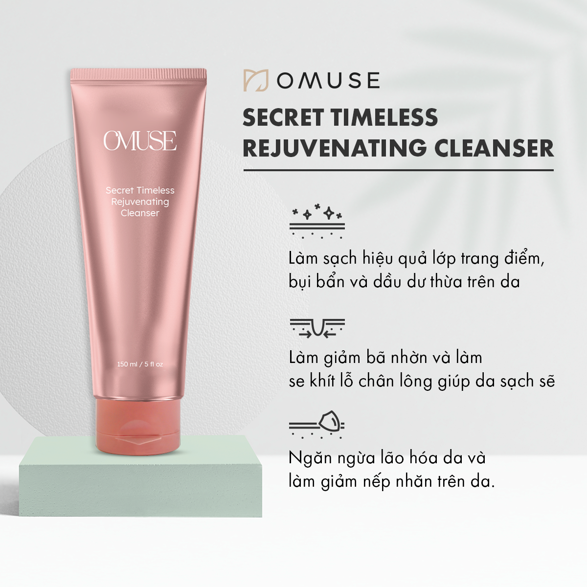 Sữa rửa mặt O'muse Secret Timeless Rejuvenating Cleanser giúp ngăn ngừa lão hóa và giảm nếp nhăn cho da 150ml