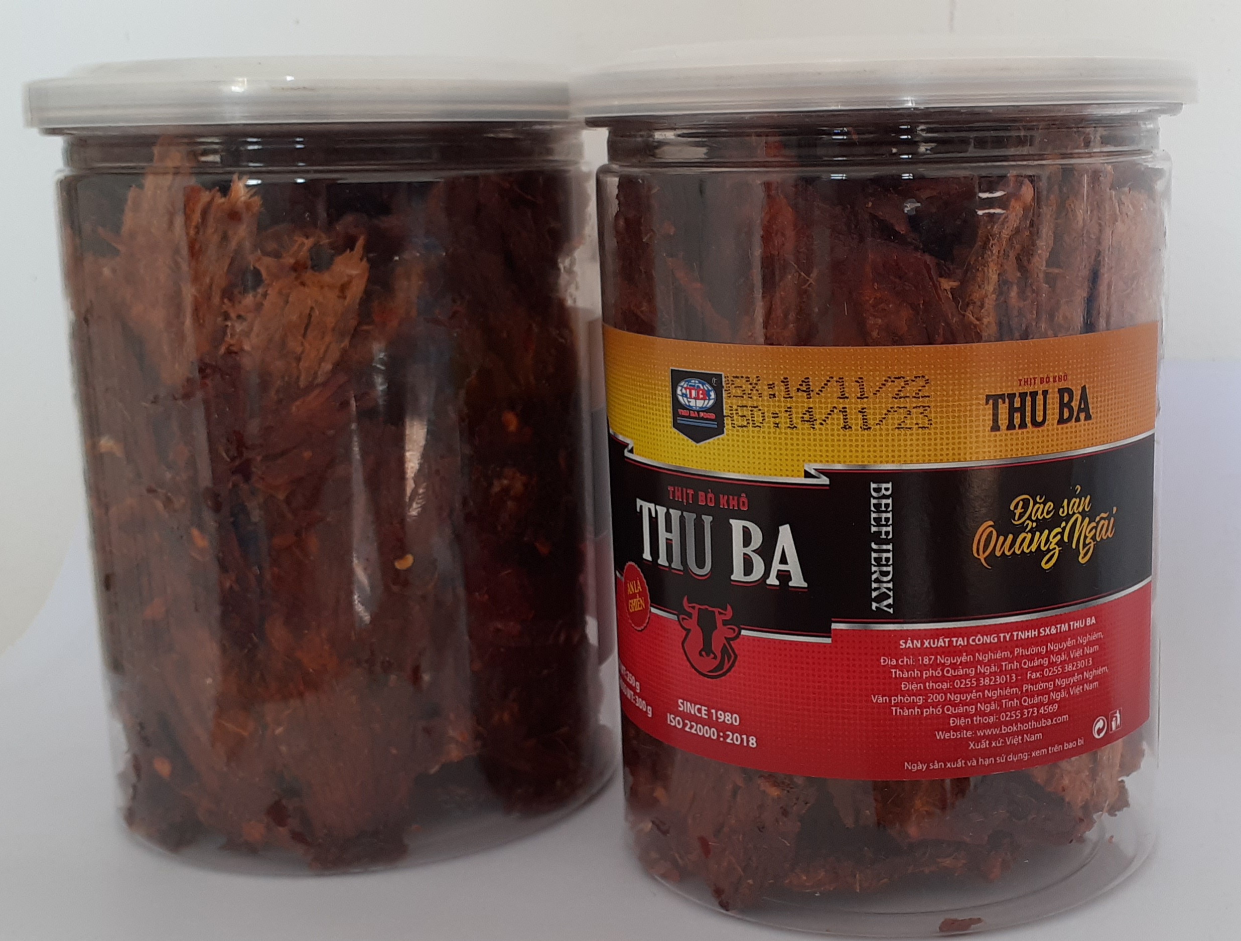 Combo 2 hộp thịt bò khô miếng Thu Ba Quảng Ngãi x 300 gram