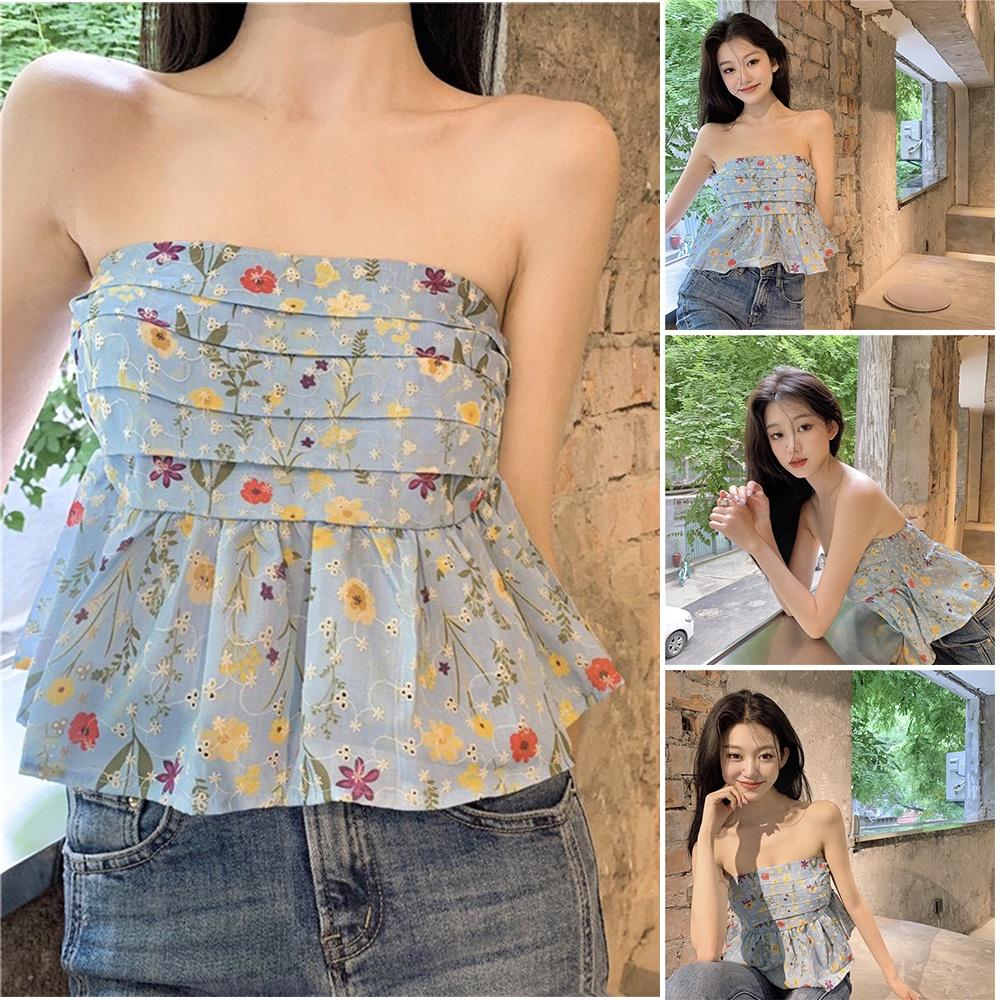 Áo Ống Xếp Ly Xòe Kiểu Dáng Peplum, Có Họa Tiết Hoa Nhí In Tràn, Kiêu Kỳ Đỏng Đảnh A5326