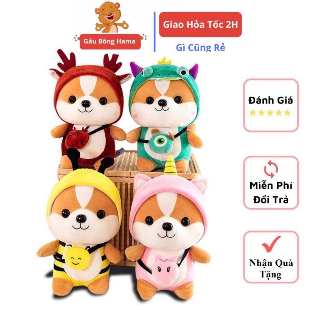 Gấu Bông Chó Shiba Cosplay Mềm Mịn Size Nhỏ 25 cm Hàng Cao Cấp