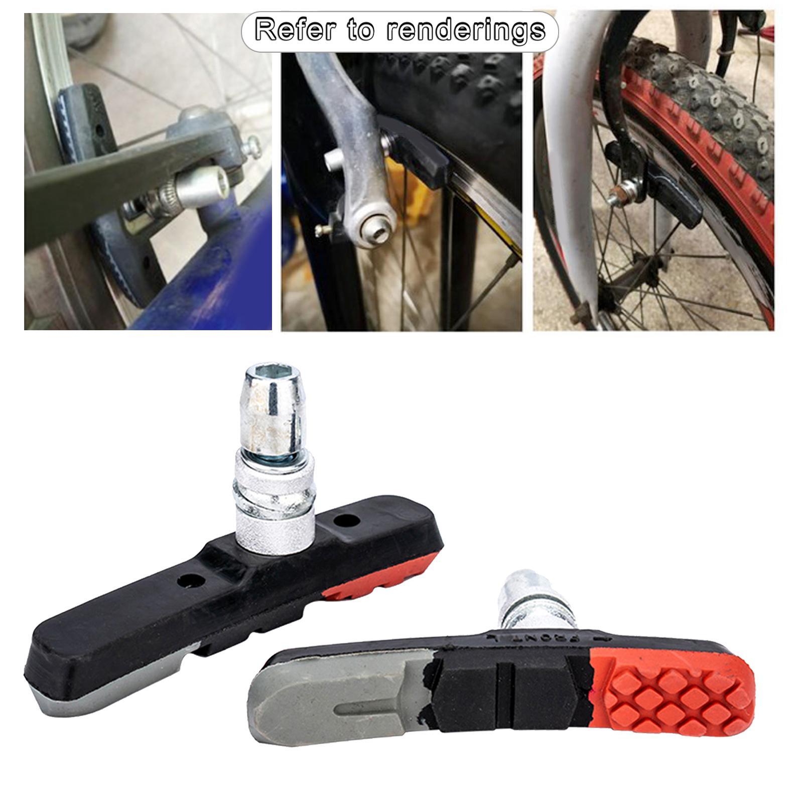 2x 1 -Resistant Bike Brake Blocks Metal with Shoes  Pads for  Cycling