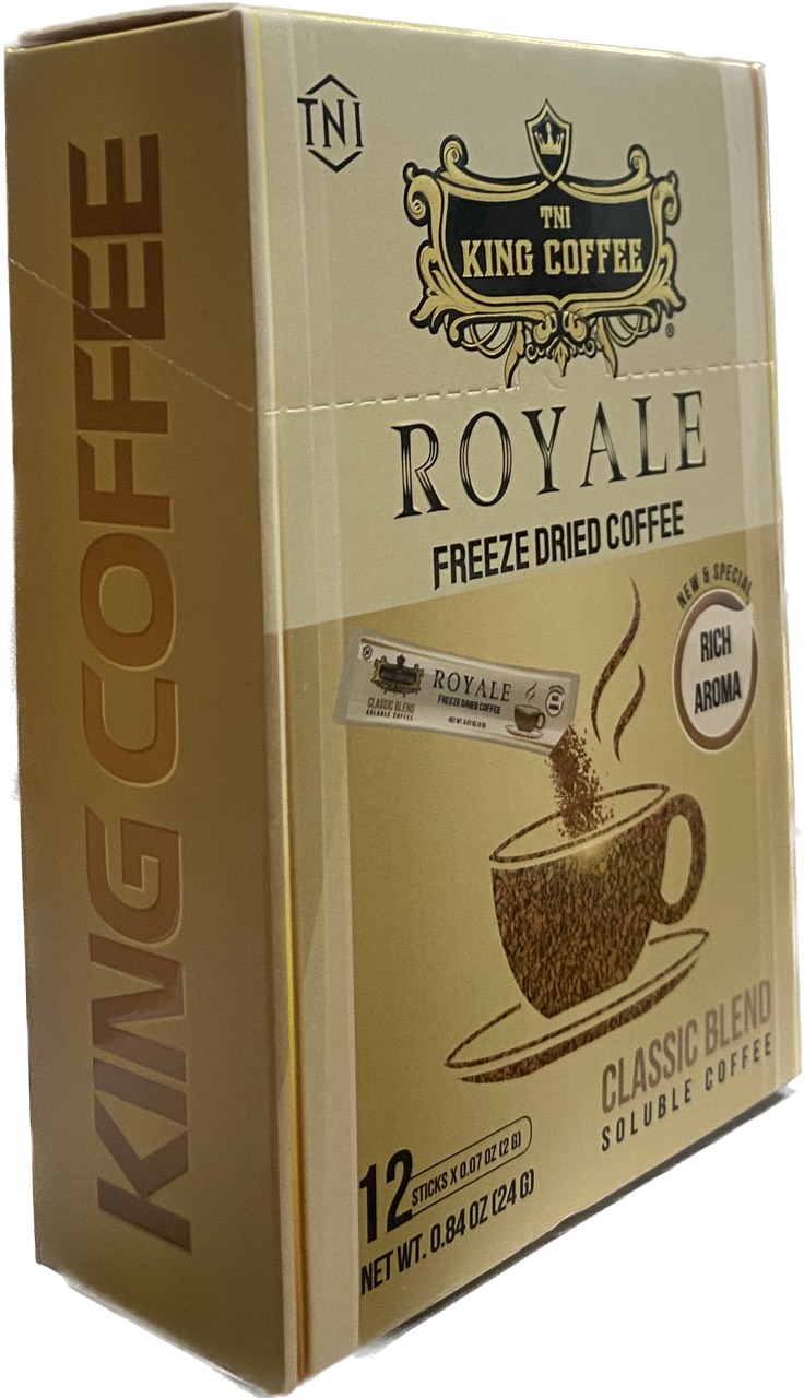 KING COFFEE ROYALE CLASSIC BLEND cà phê sấy lạnh tiên tiến nhất Hộp 12 gói 24g ( 2g/1stick) - Giữ trọn hương vị nguyên bản