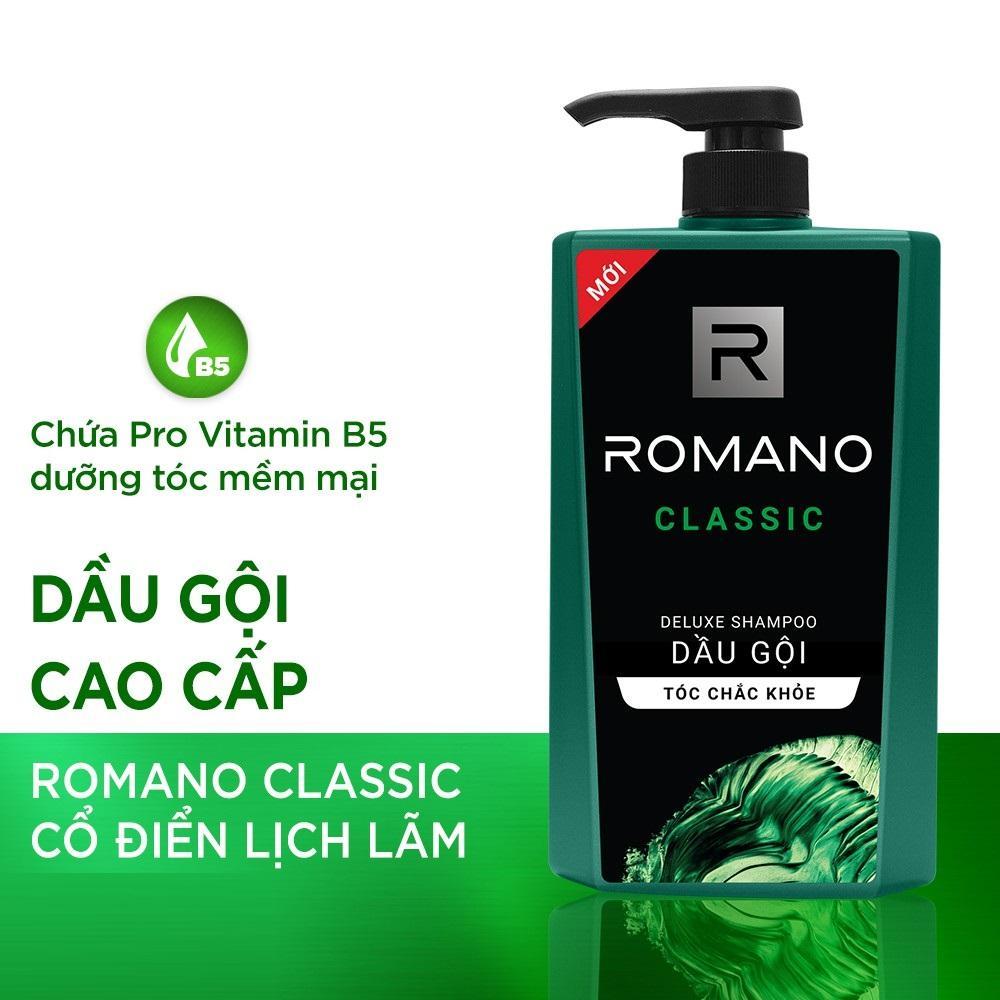 Bộ Romano Classic: Dầu gội 650g, sữa tắm 650g, xịt khử mùi 150ml,lăn khử mùi 50ml +Tặng kèm nước hoa bỏ túi 18ml