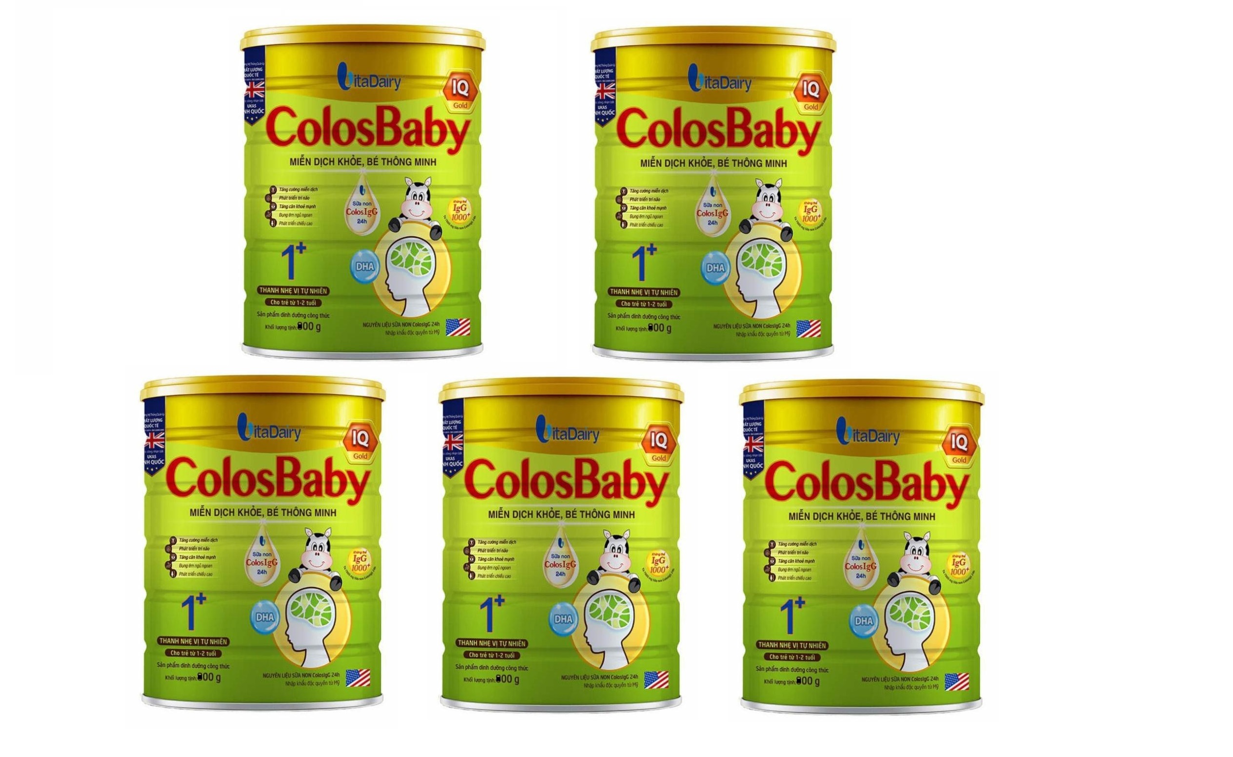 Combo 5 lon Sản Phẩm Dinh Dưỡng Công Thức ColosBaby IQ 1+ lon 800g