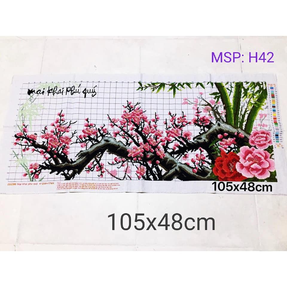 Tranh thêu thành phẩm mẫu hoa H34