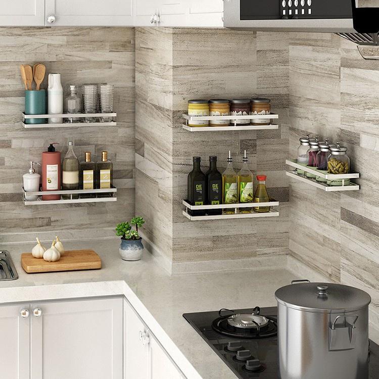Kệ gia vị Inox 304 dán tường gạch men Kệ để đồ nhà tắm, nhà bếp kèm keo dán và đinh ốc