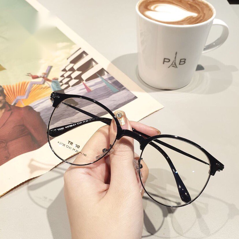 Gọng Kính xinh/Kính giả cận Mắt tròn nửa viền ulzzang Hàn Quốc + Tặng Tuavit Kính xinh Mini 2 đâu tiện lợi