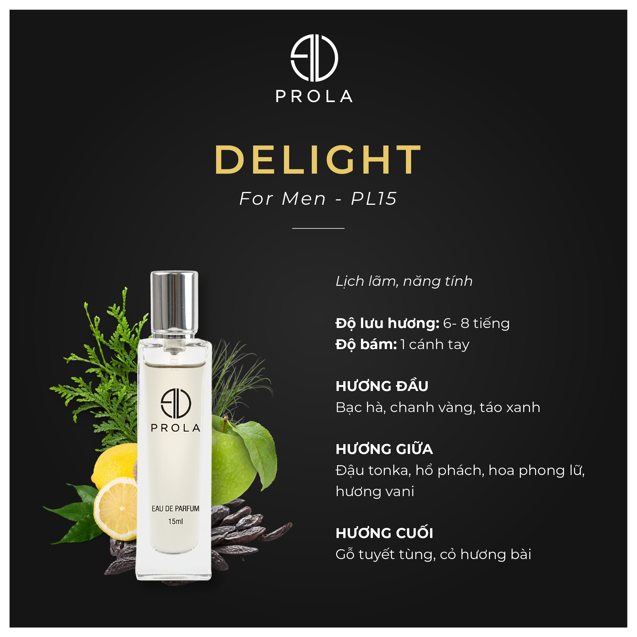 Nước Hoa Nam PROLA Mini Chính Hãng Thơm Lâu Nhẹ Nhàng Cuốn Hút Dạng Xịt - Delight