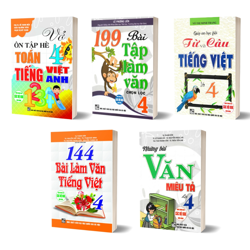 Sách - Combo 199 Bài Tập Làm Văn + 144 Bài Làm Văn + Vở Ôn Tập Hè + Bài Văn Miêu Tả + Giúp Em Học Giỏi