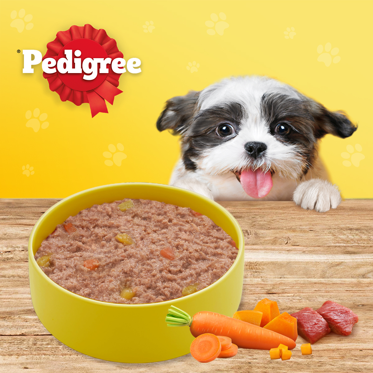 Thức Ăn Cho Chó Con Dạng Sốt PEDIGREE NutriDefence - Vị Bò, Trứng và Rau (80g, 12 Gói)