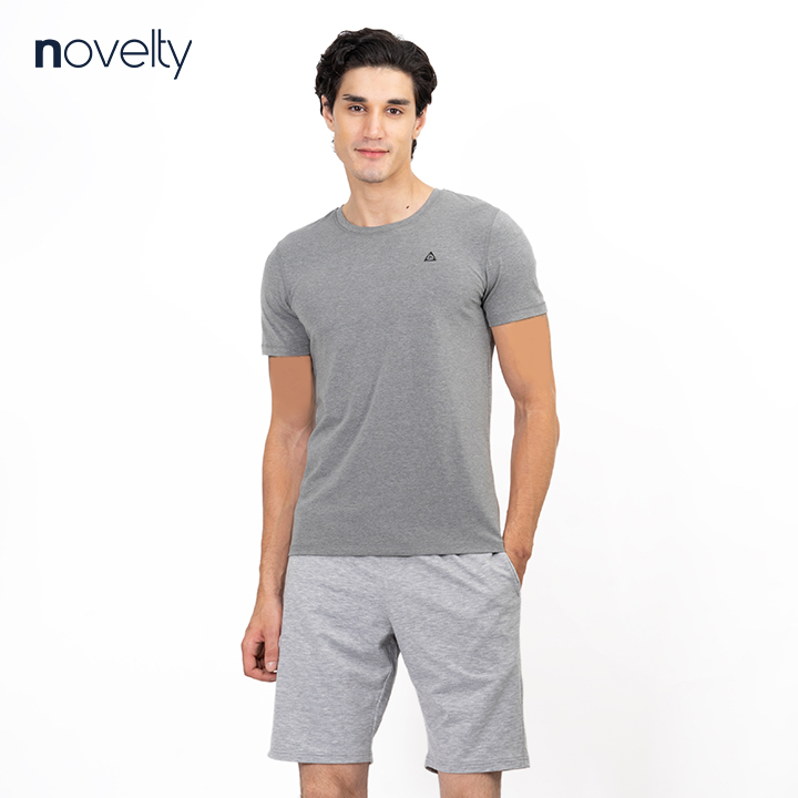 Áo thun nam cổ tròn màu xám NOVELTY 181211N