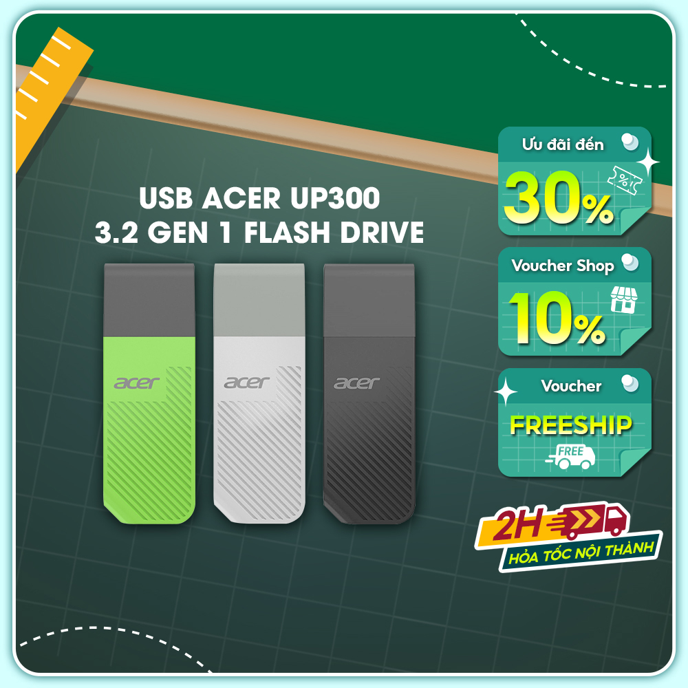 Usb 3.2 Gen 1 Acer Up300 Dung Lượng Usb 8Gb - 1Tb - Hàng Chính Hãng - Xanh Lá - 128Gb
