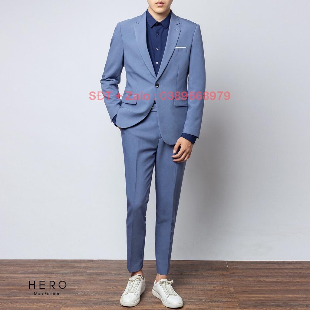 Bộ Vest Nam Cao Cấp Màu Xanh Ngọc, Bộ Suit Nam Hàn Quốc Chất Vải Sịn