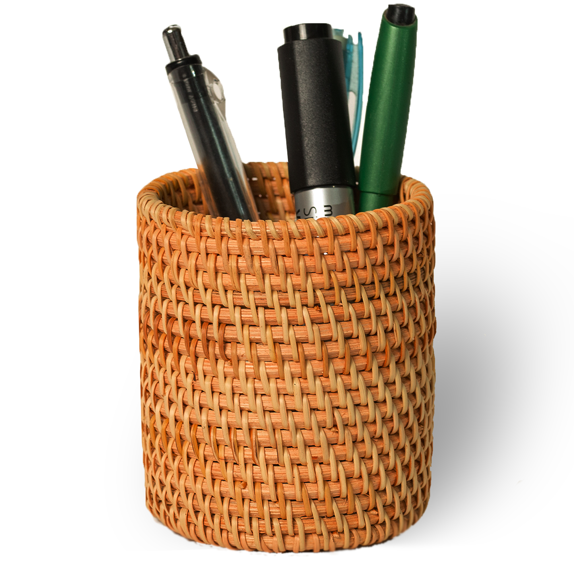 Ống cắm bút bằng mây đan thủ công (APH07), dụng cụ đựng bút để bàn bằng nguyên liệu thiên nhiên thân thiện môi trường