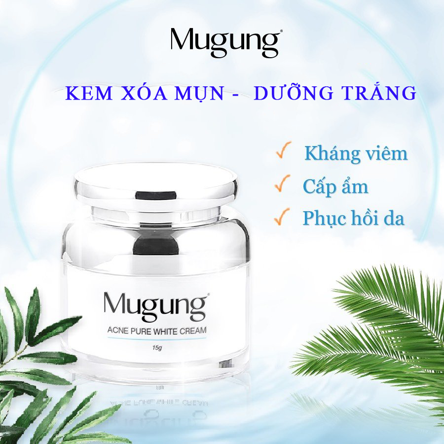 Kem dưỡng da Mugung Pure White Acne Cream chuyên dưỡng da giảm mụn,phục hồi và dưỡng trắng da,se khít chân lông xóa vết thâm mụn công thức độc quyền
