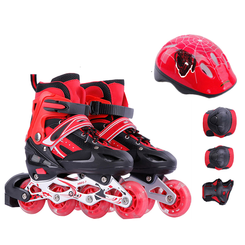 Bộ Giày Trượt Patin Đại Nam Sport T20096 Bánh Phát Sáng Kèm Bảo Hộ Chân, Tay, Mũ Bảo Hiểm - Đỏ - L Trên 10 Tuổi
